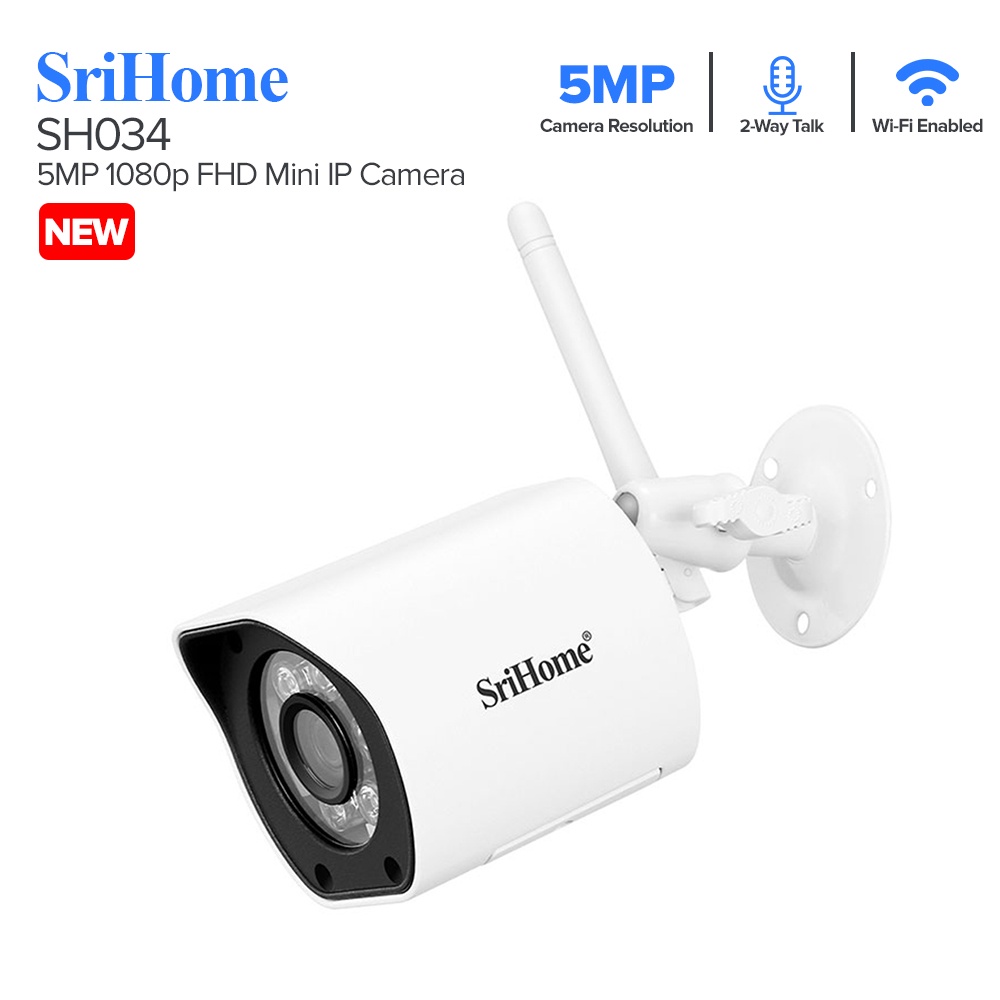 SriHome SH034 HD 5MP 1080P FHD Mini IP Camera with 5G WiFi Humanoid