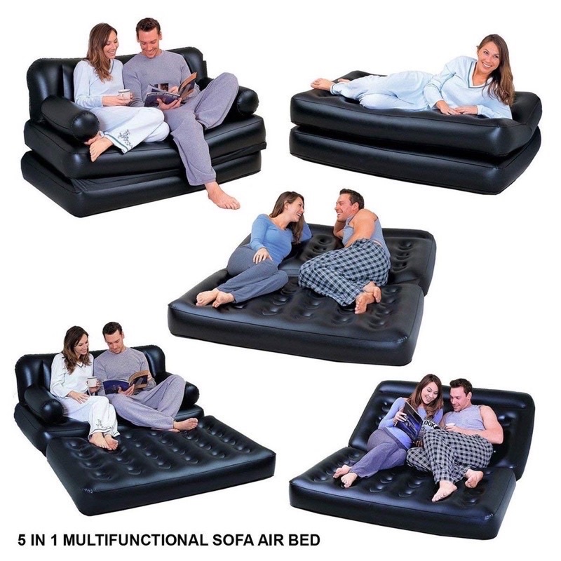 Bestway 75054 5 in 1 Inflatable Sofa Air Bed Couch (Black) Shopee