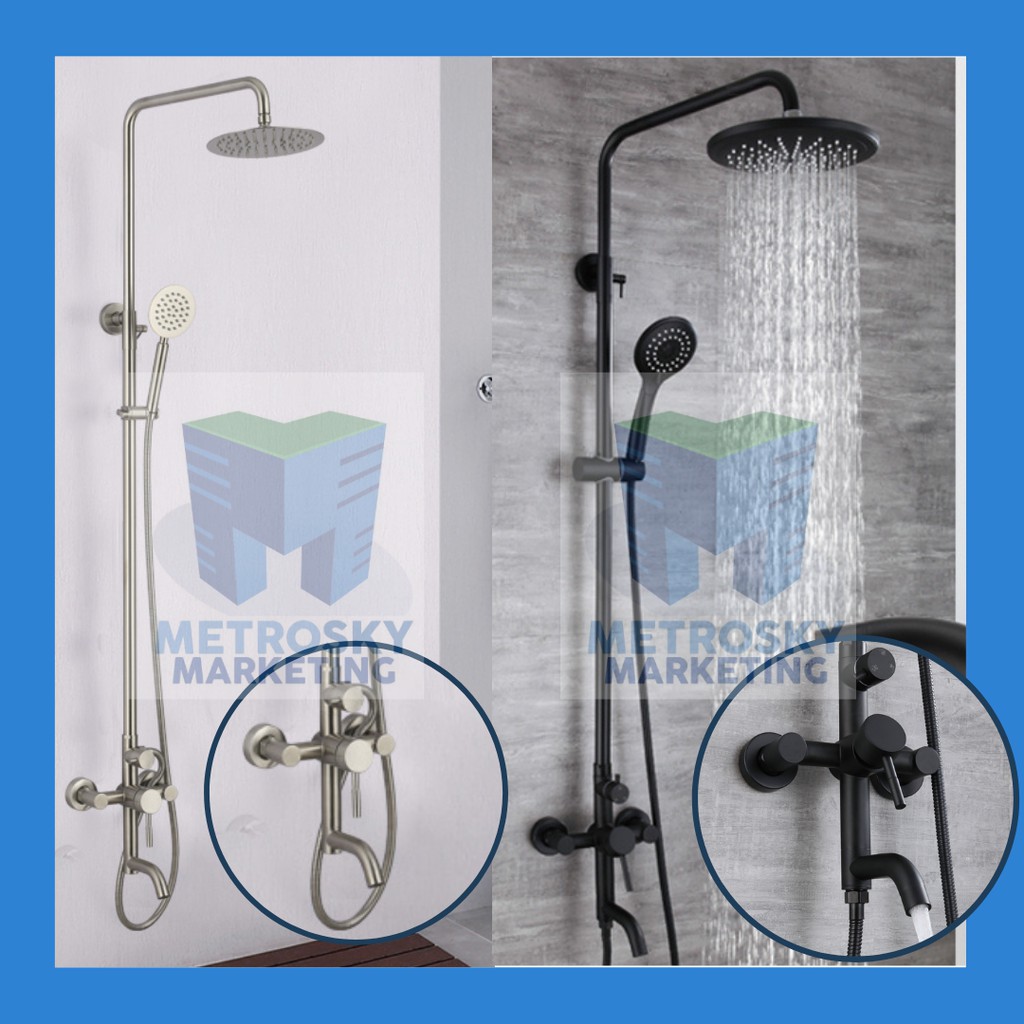 Stainless/ Nano Black Rainfall Shower Set (Hot n Cold) Shopee Philippines