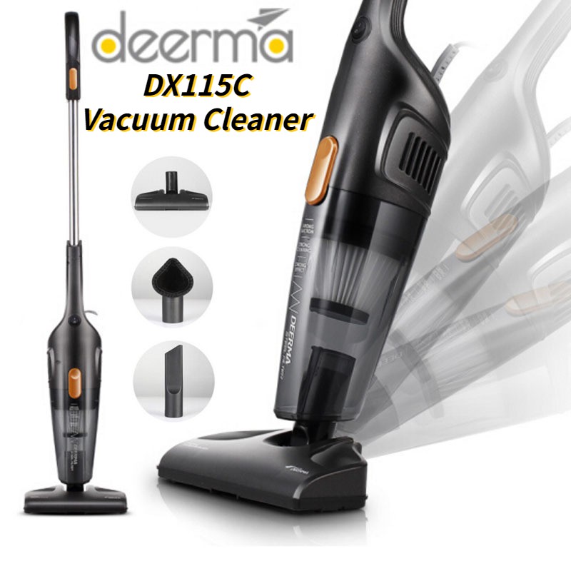 Deerma DX115C Household Vacuum Cleaner Mini Handheld Pushrod Cleaner Strong Suction Low Noise