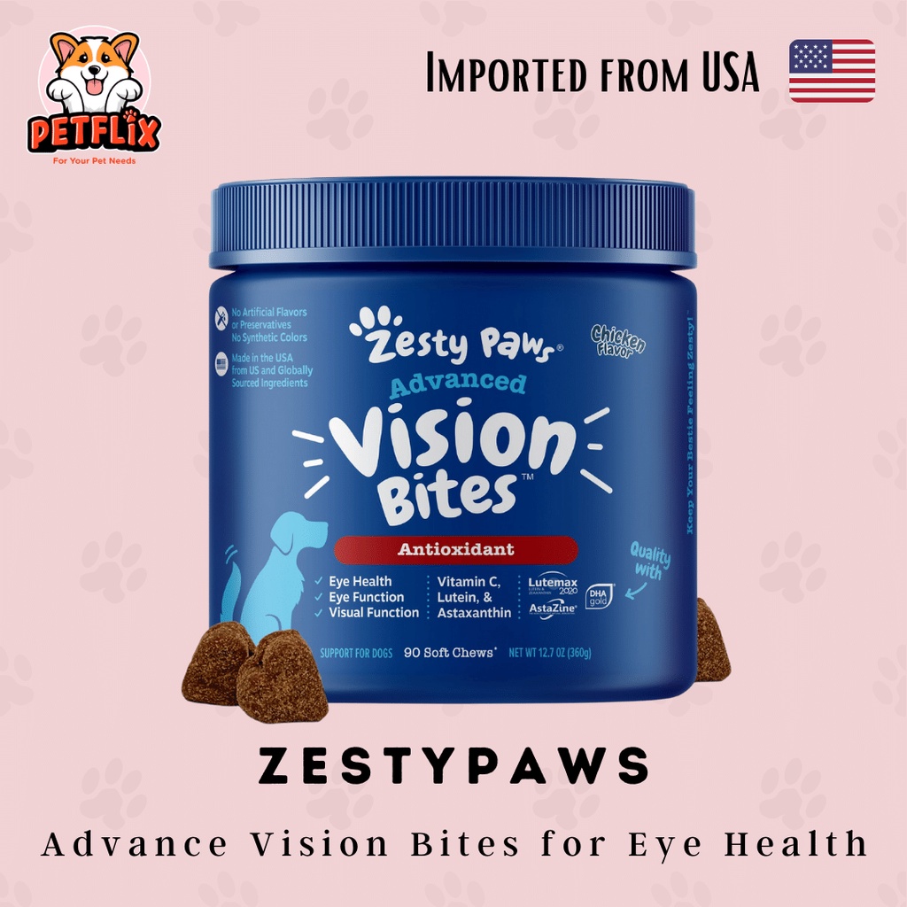 Zesty Paws Advance Vision Bites for Senior Dogs Eye Health with Lutemax