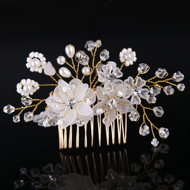 Acrylic Pearl Flower Bridal Hair Clips Wedding Headpiece