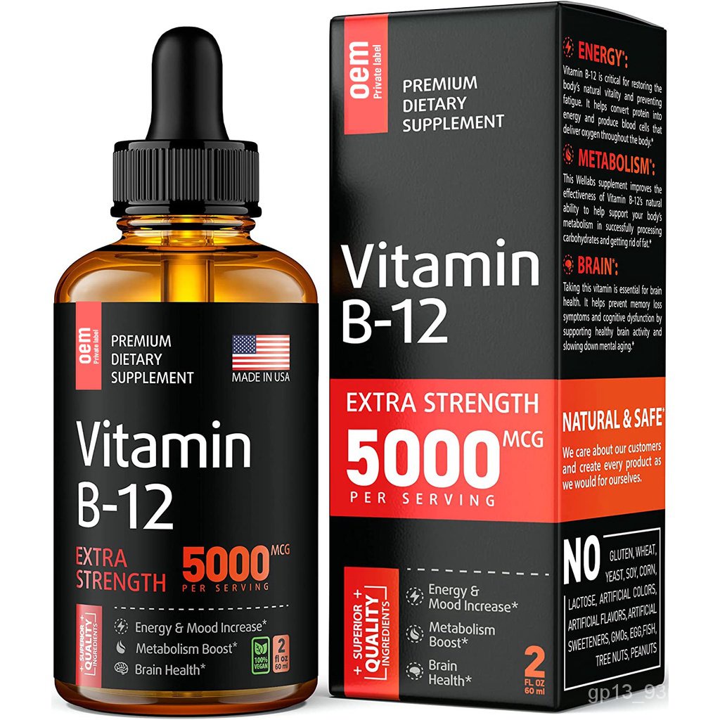 100 authentic Organic Sublingual Liquid Vitamin B12 Drops Vegan B12