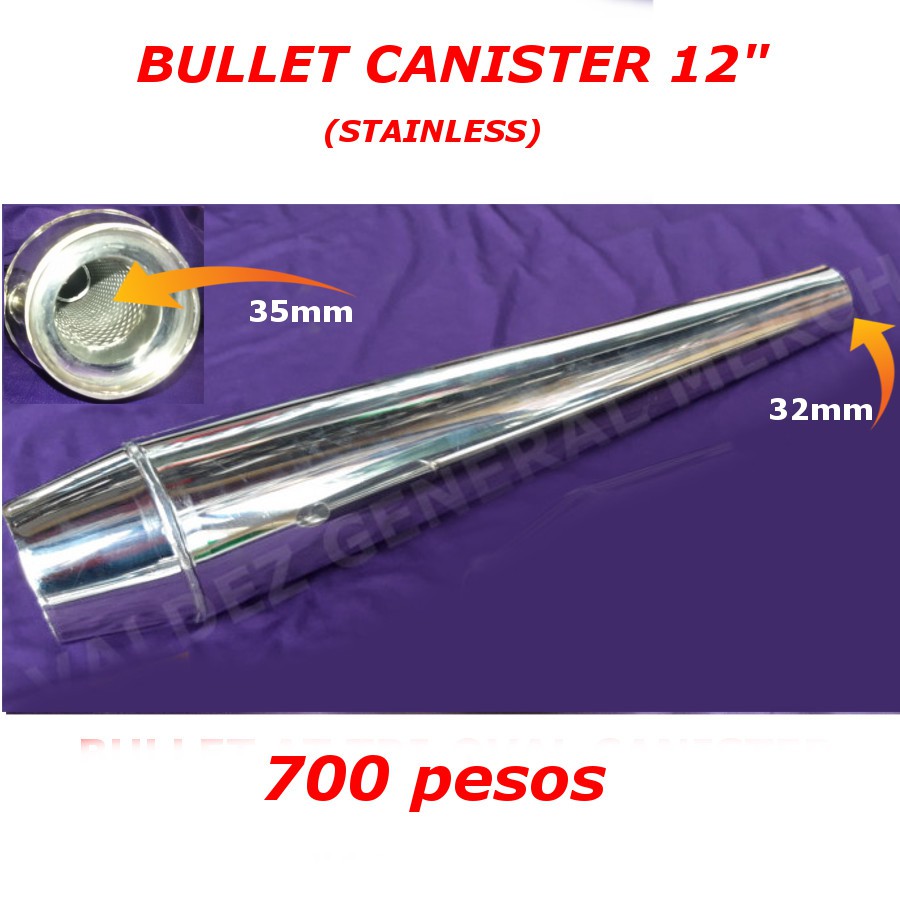 Bullet Pipe Canister , Stainless12" Silencer not included Shopee