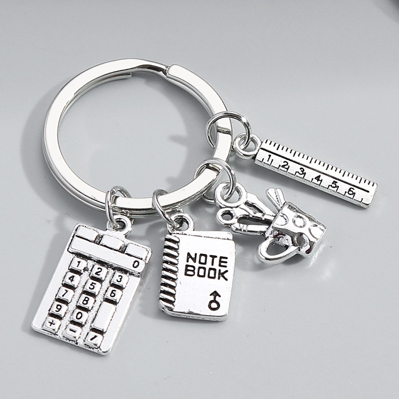 Study Keychain Calculator Note Book Ruler Pen Holder Key Ring Student