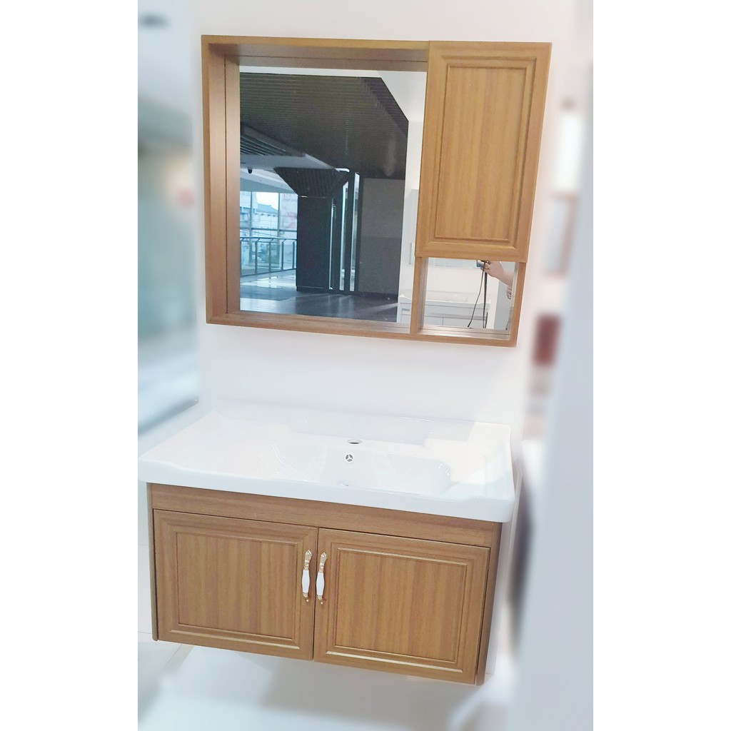 Aluminum Bathroom Vanity with Mirror and Ceramic Sink