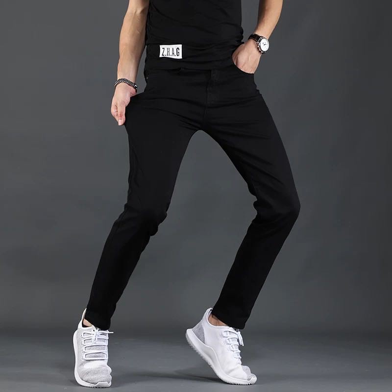 mens apparel denim plain black pants High quality fashion jeans for Men
