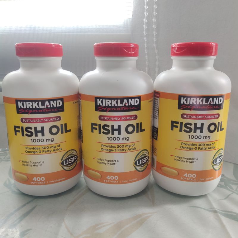 ORIGINAL Kirkland Fish Oil 1000mg, 300mg Omega3 Fatty Acids, Vitamin for the Heart 400 softgels