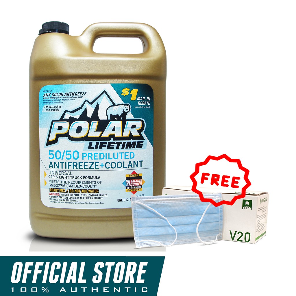 Polar 50/50 Lifetime Coolant/Antifreeze 1gal PN075 with FREE AnySafe