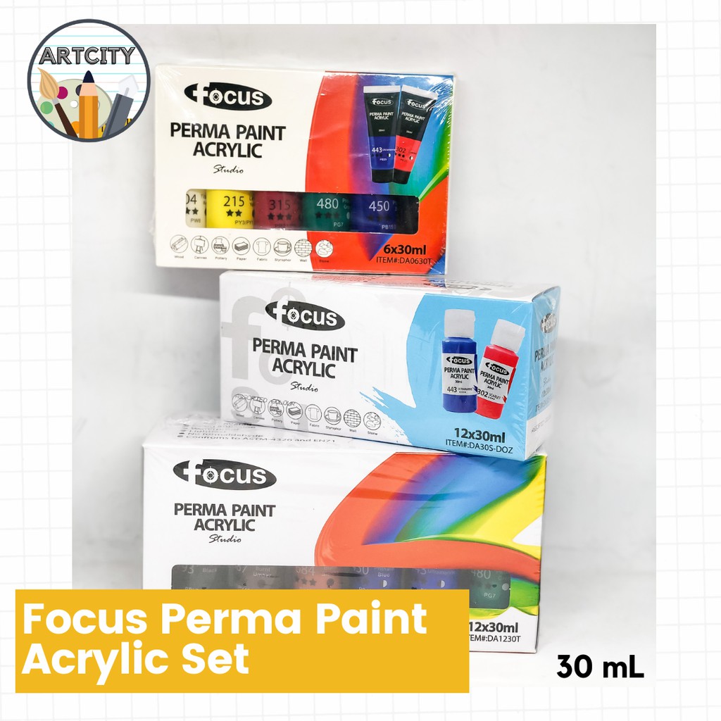 Focus Perma Paint Acrylic Set of 12 [ArtCity] Shopee Philippines