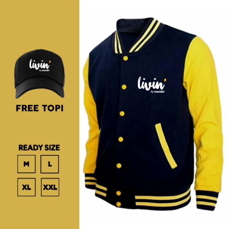 Livin By Mandiri Varsity Baseball Jackets Latest Company BUMN Company Can Custom Logo Free