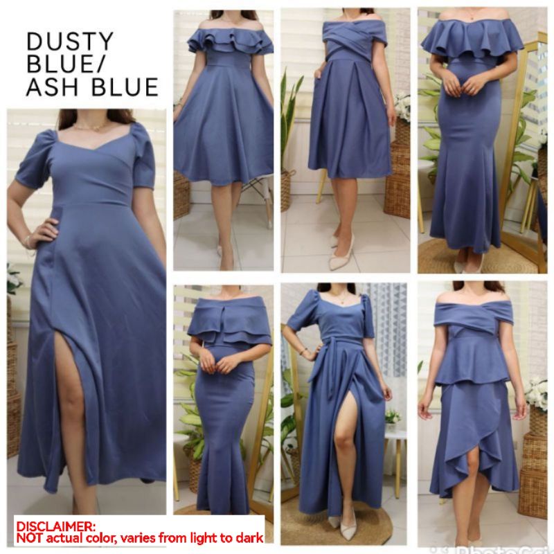 DUSTY BLUE/ASHBLUE COLOR FORMAL DRESS Shopee Philippines