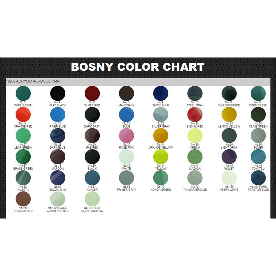 Bosny Spray Paint Color Chart Philippines View Painting