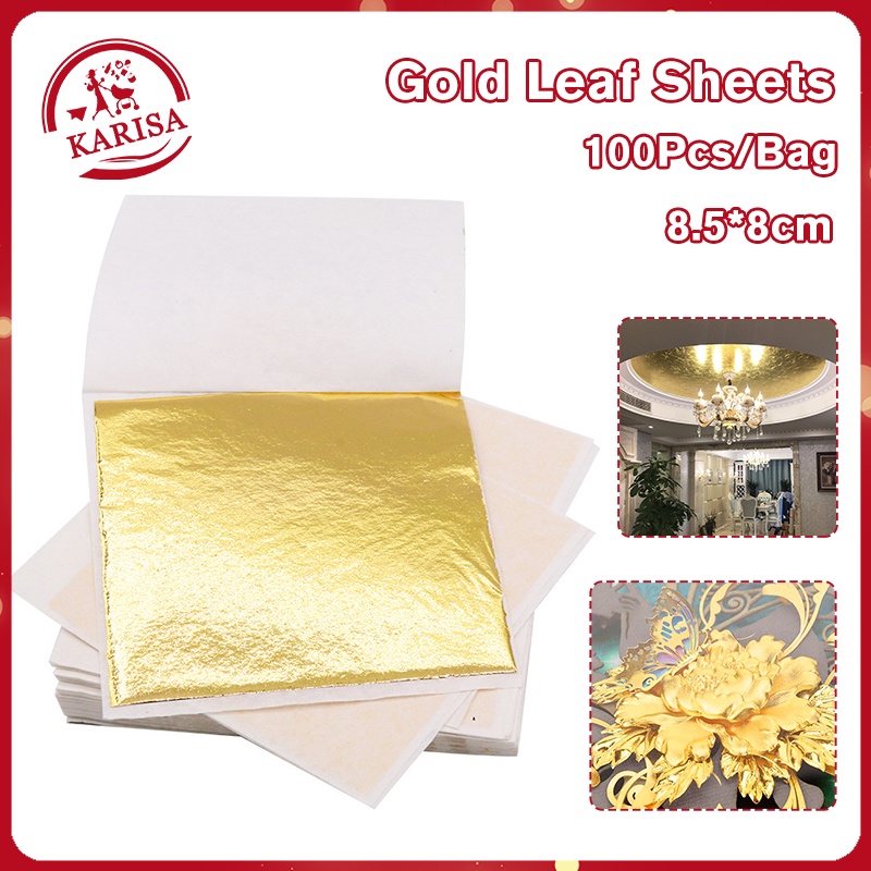 100Pcs Sheets Imitation Gold Leaf Gold Foil Sheet Decor For DIY Imitation Foil Paper Jewelry