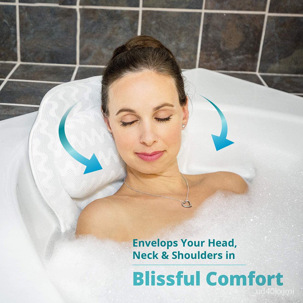 Neck Comfort Bathtub Pillow Suction Cup Air Mesh Head Neck Back