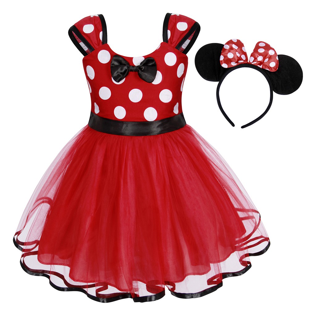 Chrismas Girls Mickey Mouse Costume Kids Sleeveless Dot Dress Girls