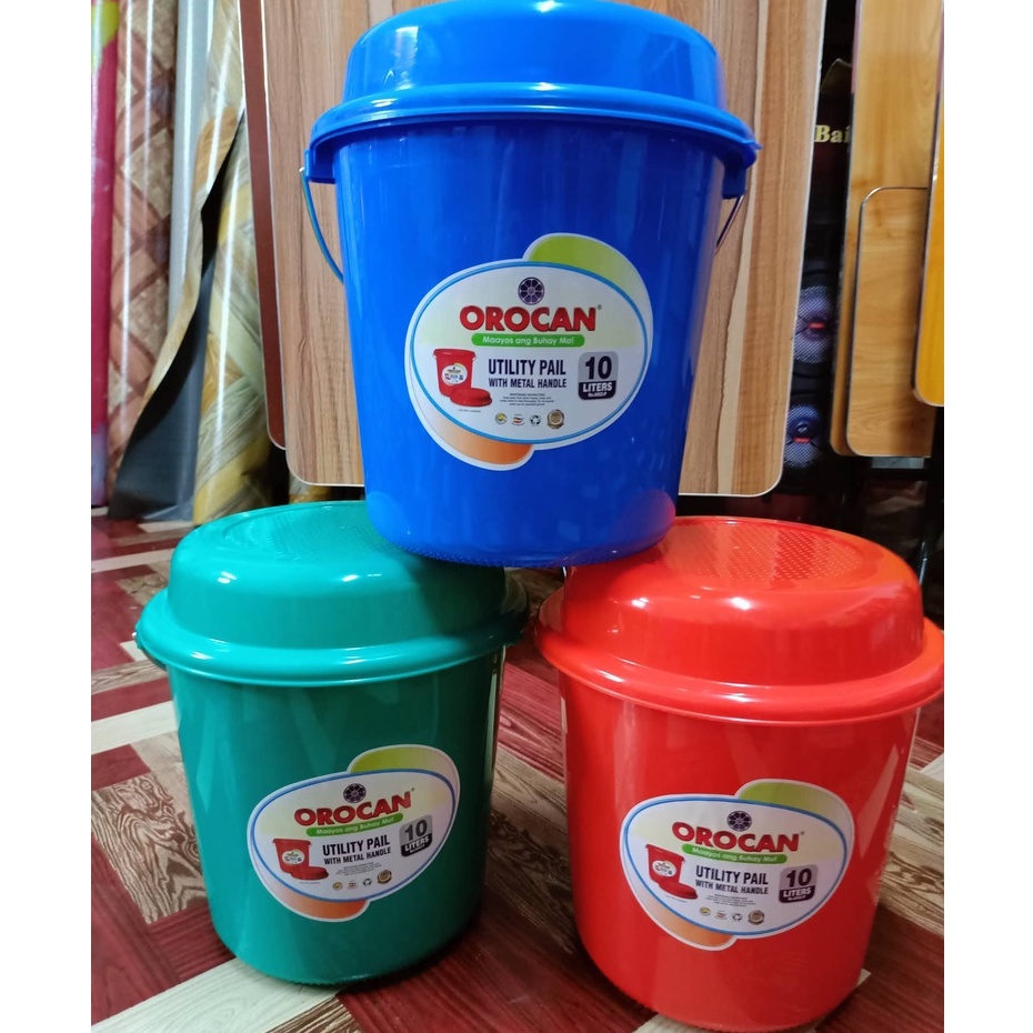OROCAN UTILITY PAIL (1O LITERS) WITH METAL HANDLE AND COVER TIMBA 6002