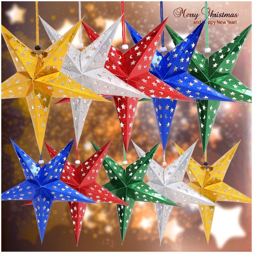 Hanging Stars Christmas Decorations Stars Hollow Christmas Hanging Star Xmas Tree Lantern Decor Shopee