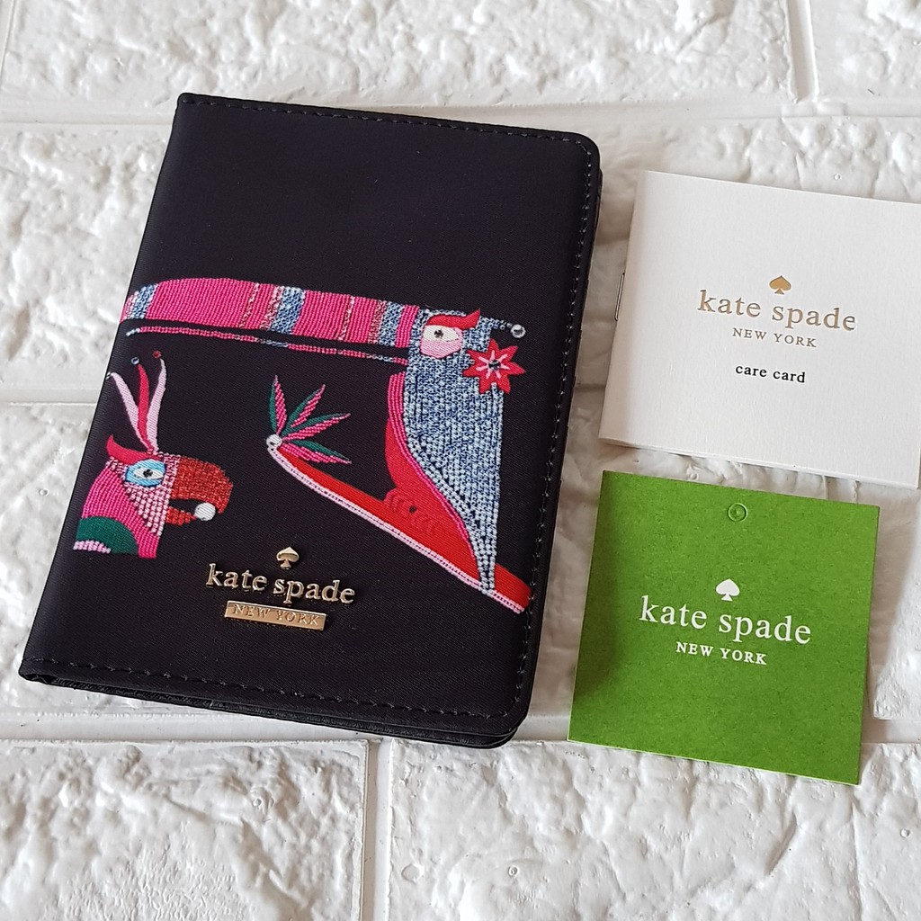 Kate Spade Classic Nylon Bifold Passport Holder Lyla Black Parrot