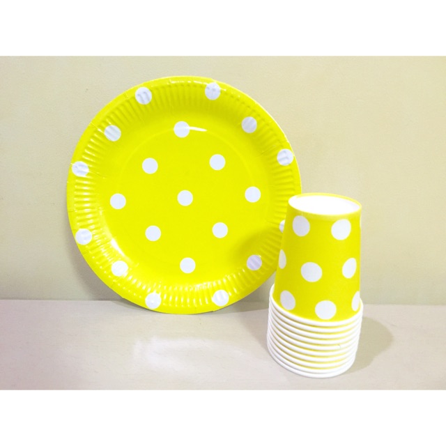 Yellow Polka Paper Plates/cups (see variations to order) Shopee Philippines