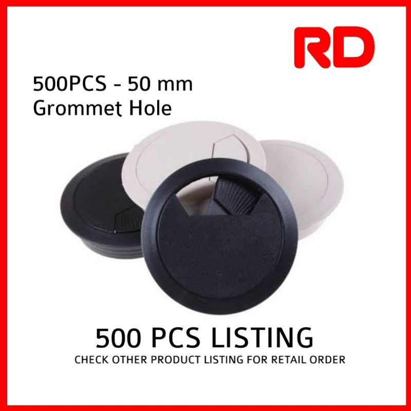 500PCS 50MM Table Hole Cover Round Plastic Cable Grommet for Computer Office Desk Shopee