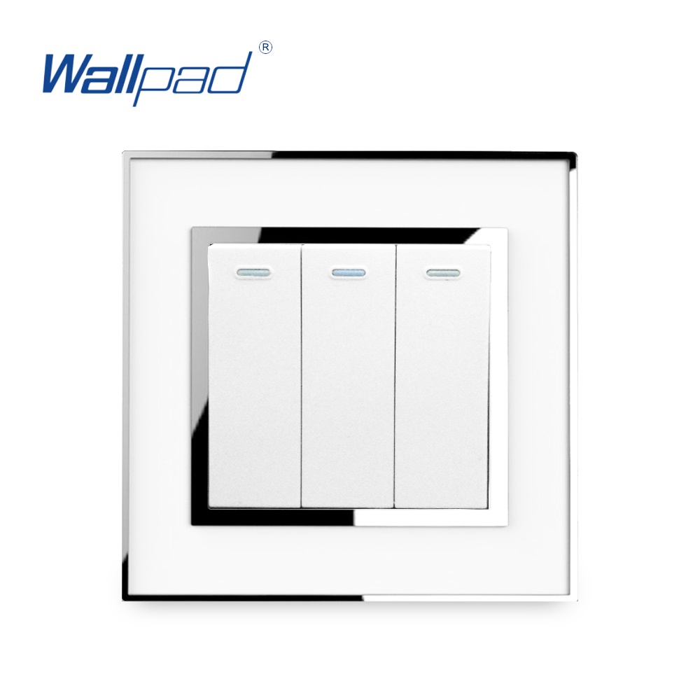 3 Gang Reset Light Switch Momentray Push Button Luxury Acrylic Panel