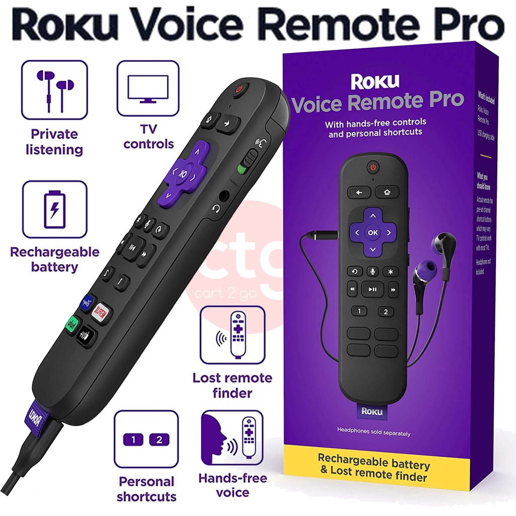 Authentic Roku Voice Remote Pro Rechargeable with TV controls Private