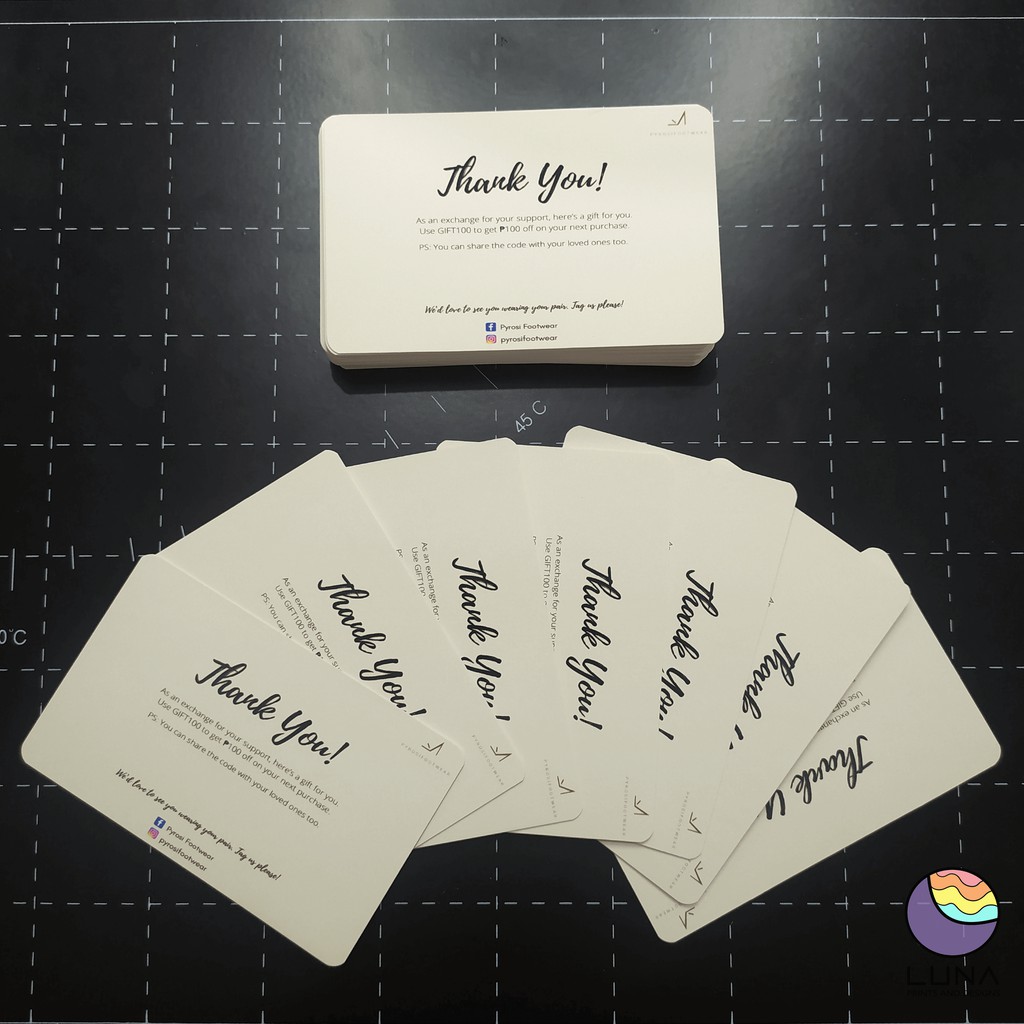 CUSTOMIZED THANK YOU CARDS, BUSINESS CARD, CALLING CARD 250GSM Shopee