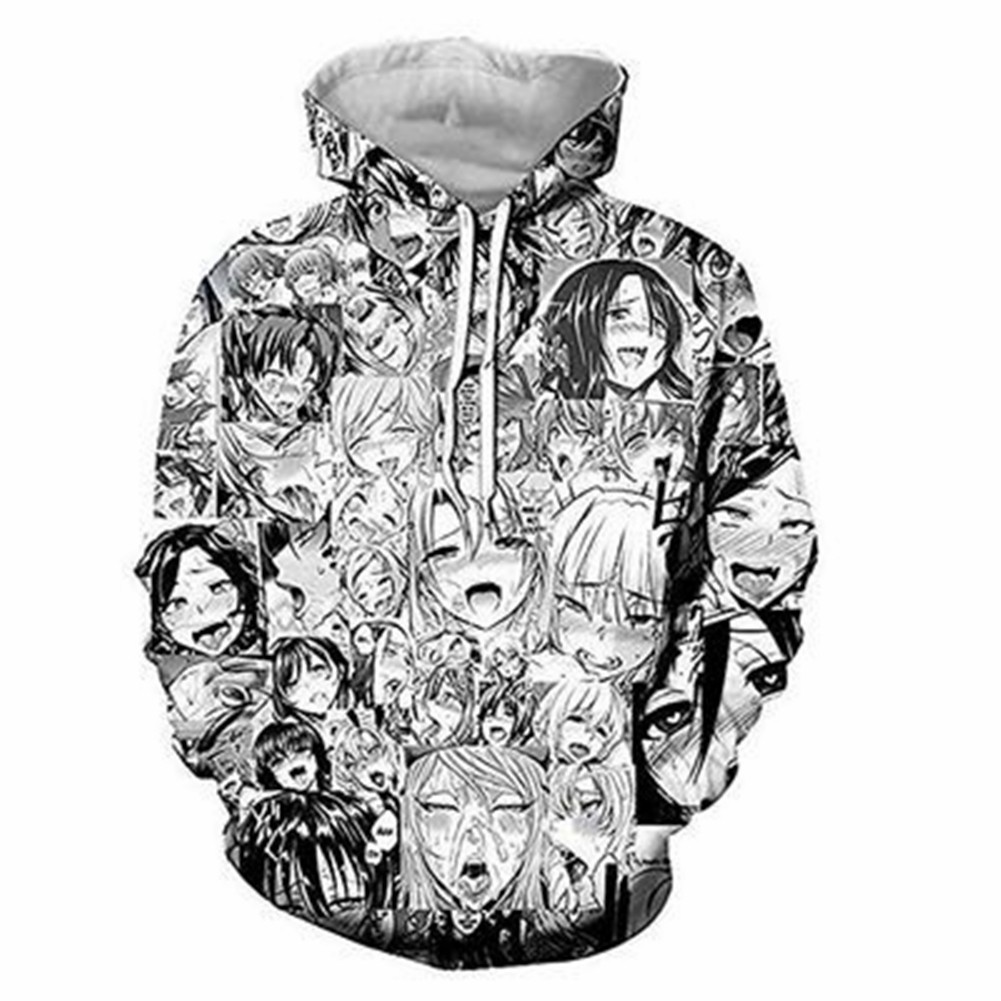 Many Ahegao Hentai Jacket 3D Long Sleeve Hoodie Sweatshirt
