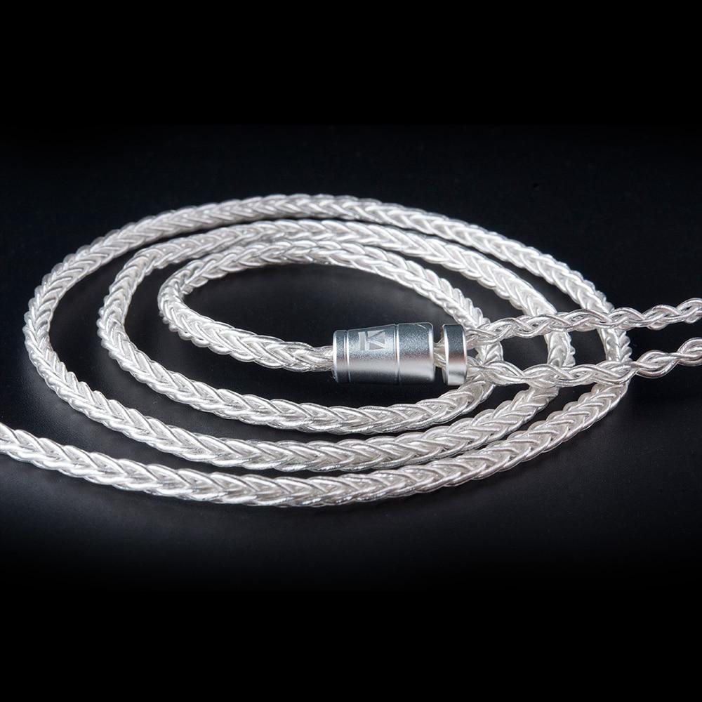 KBEAR 8 Core Silver Plated Cable With MMCX/2PIN/QDC Pins Use For KZ
