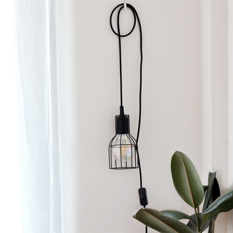 Nordic minimalist wrought iron wall hanging night light black and white