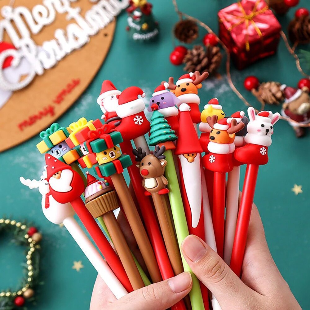 10Pcs/Set Christmas Gel Pens Cute Cartoon Christmas Gift Creative Black