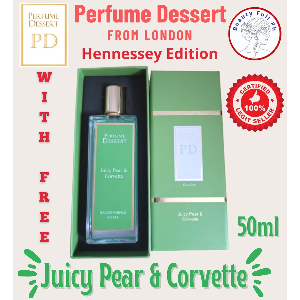 ( WITH FREEBIE ) Perfume Dessert London JUICY PEAR & CORVETTE 50ML
