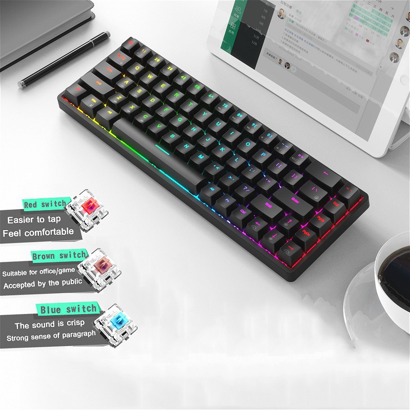 Hot Swap！ RK837 / G68 RGB Mechanical Game Keyboard Bluetooth / Wireless