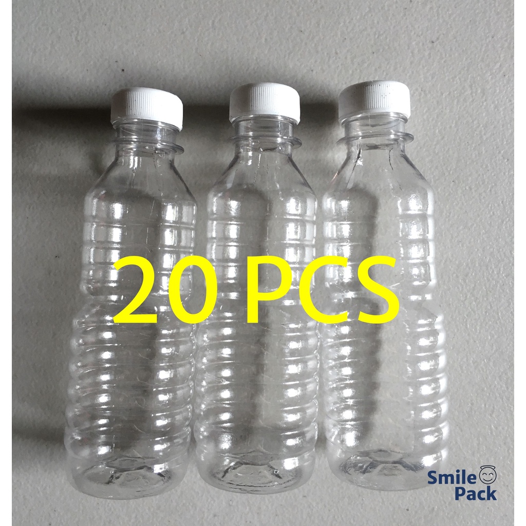 PET Plastic Bottle with Caps 250 ml 20 PCS for Mineral Water, Juice