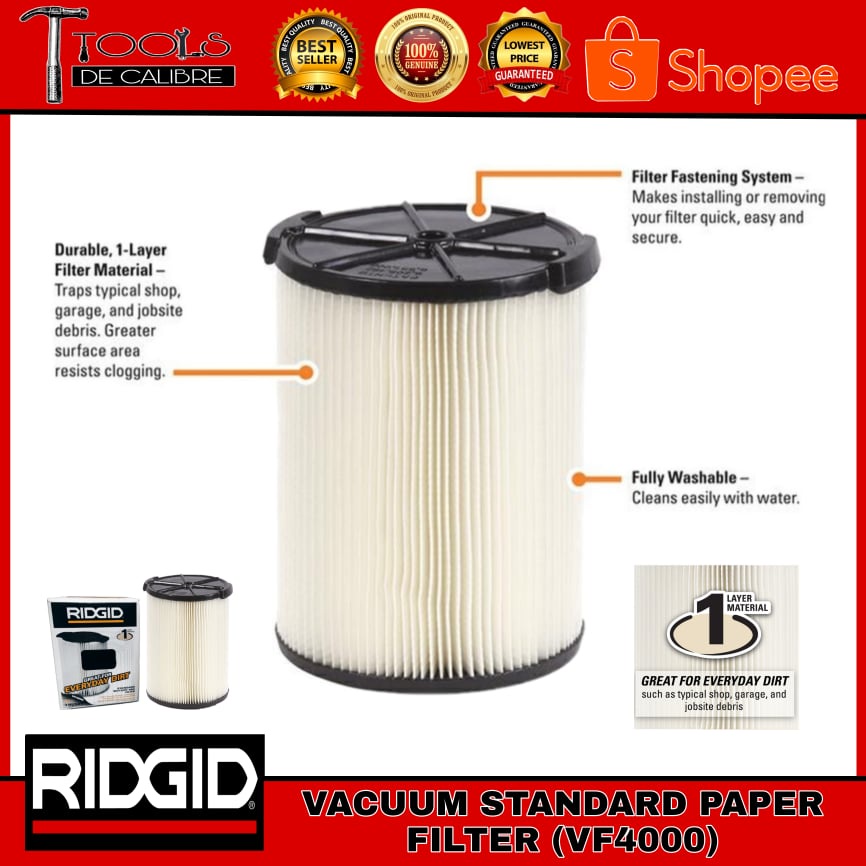 RIDGID Standard Vacuum Filter (VF4000) Standard Wet/Dry Vac Filter