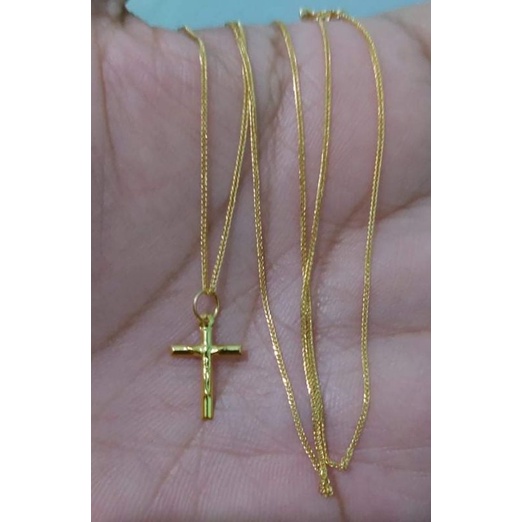 18K Saudi gold Necklace foxstail w/krus pendant ️ Pawnable and Cod