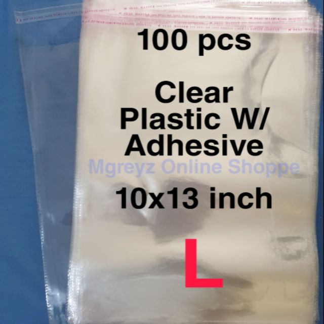 100pcs OPP Clear Plastic w/ Adhesive (Large)10x13 inches Shopee