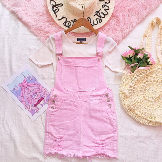 Pink Jumper dress with cream knitted top Shopee Philippines