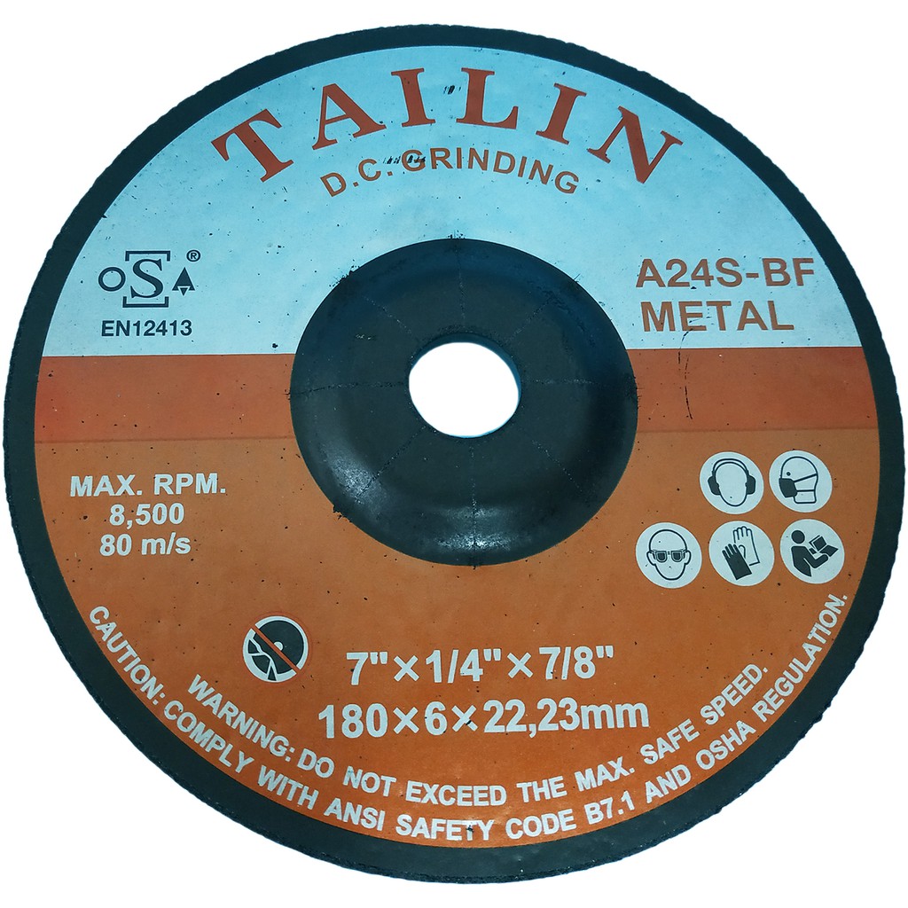 TAILIN GRINDING DISC 7" (180MM X 6MM X 22.23MM ) FOR METAL Shopee
