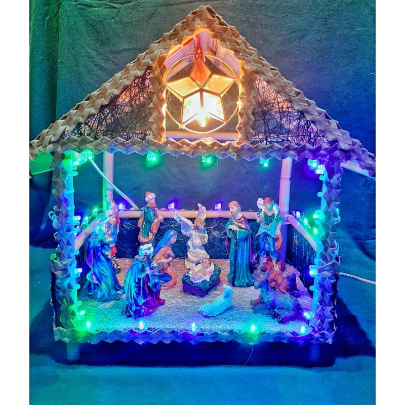 Christmas Belen With Multicolor Blinking Lights Nativity Set (with
