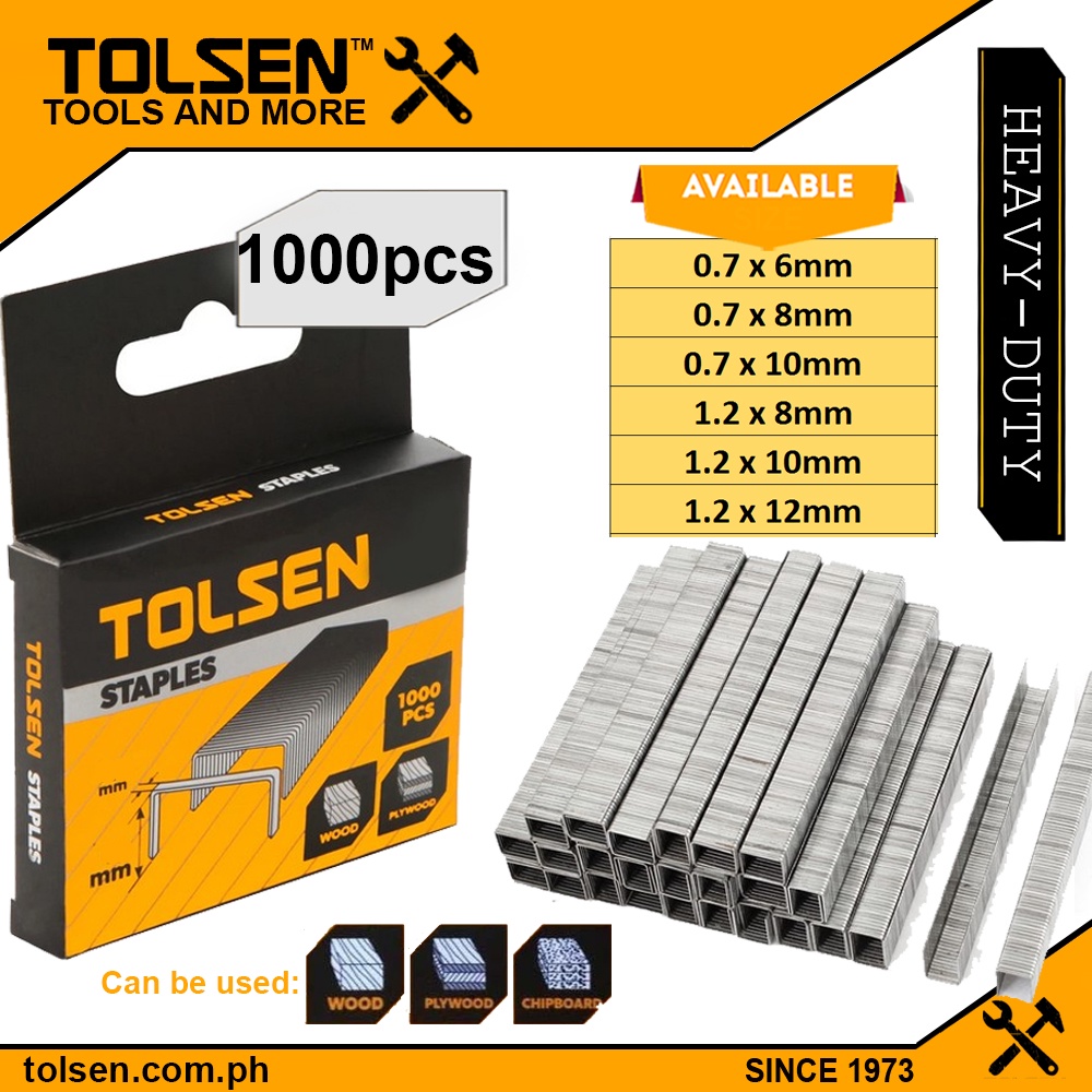 Tolsen 1000pcs Gun Tacker Staple Wire Refill (6mm 12mm) Shopee