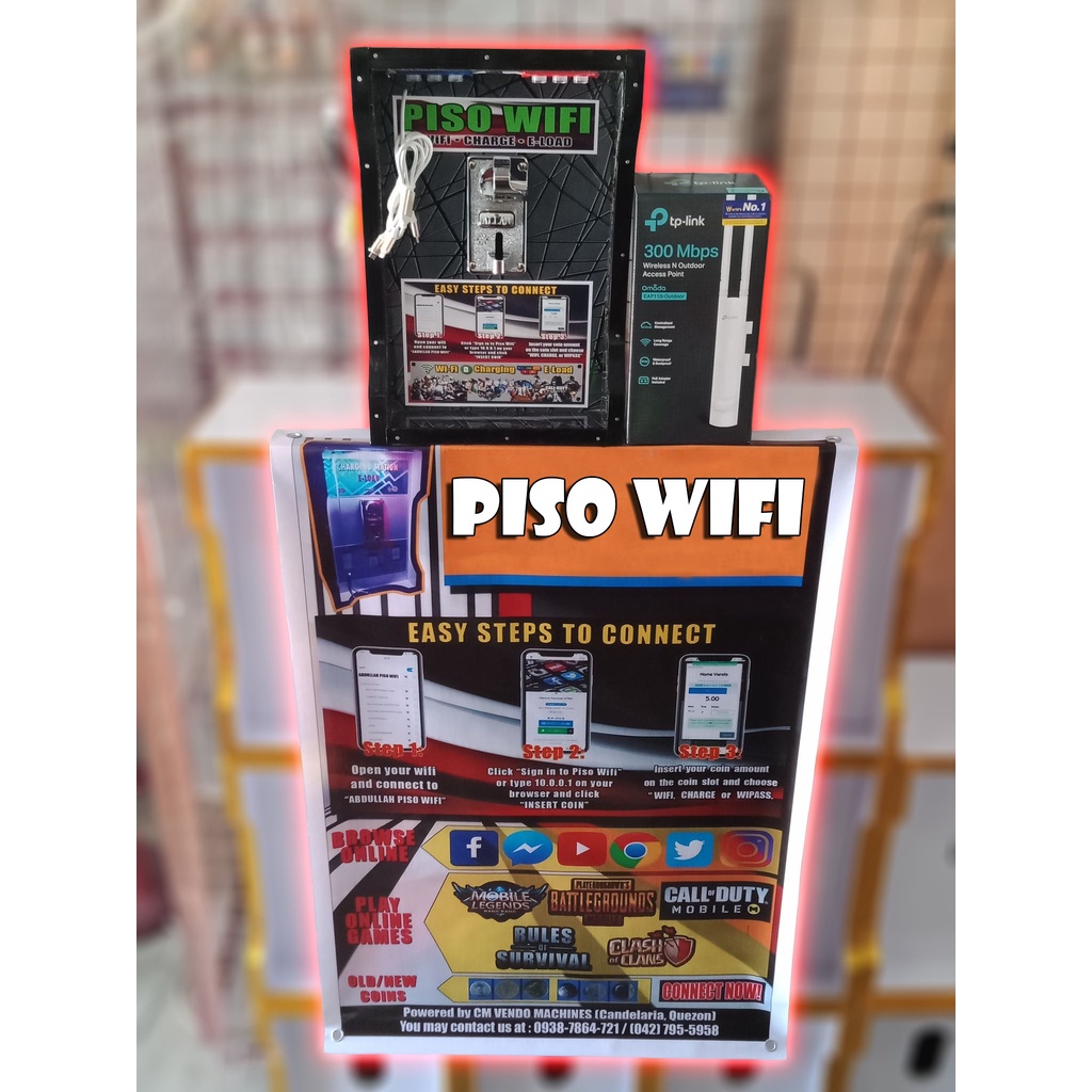 PISO WIFI VENDO MACHINE with 360° OUTDOOR ANTENNA COMPLETE PACKAGE