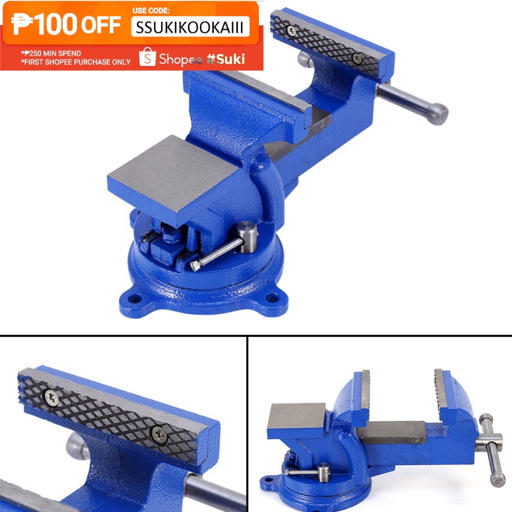 4" table bench vise swivel clamp base w/anvil for light works0542 BeeCost