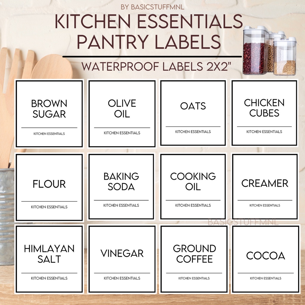 Kitchen Pantry Labels Waterproof High Quality 2x2 Shopee Philippines