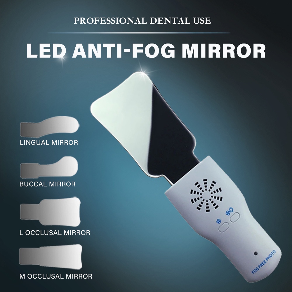 Dental Antifog Mirrors LED Light Automatic Oral Photography Defog Orthodontic Reflector Buccal
