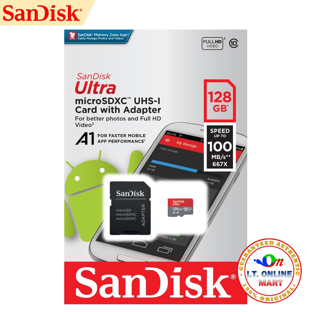 Sandisk Ultra Micro SDXC 128GB Class 10 Memory Card