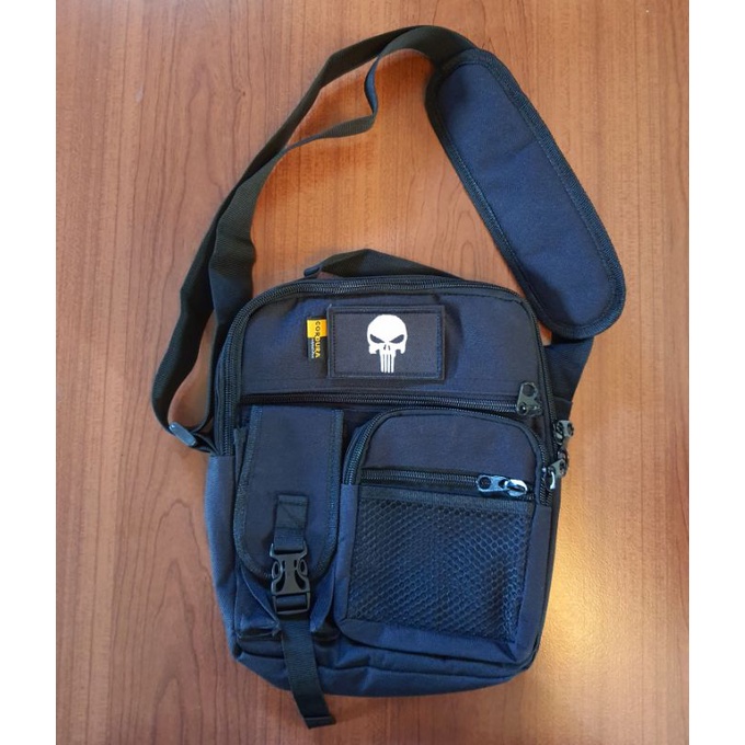 Tactical EDC Crossbody Sling Bag Front Mesh Pocket w Free Velcro Morale