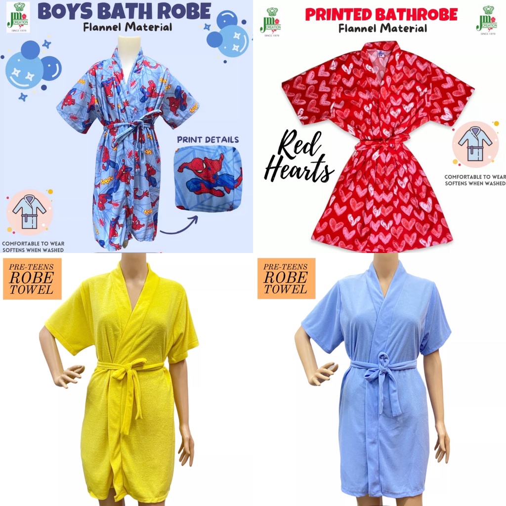 14 TO 15 YEARS OLD KIDS PLAIN & PRINTED BATHROBE ROBES BY JM CREATION
