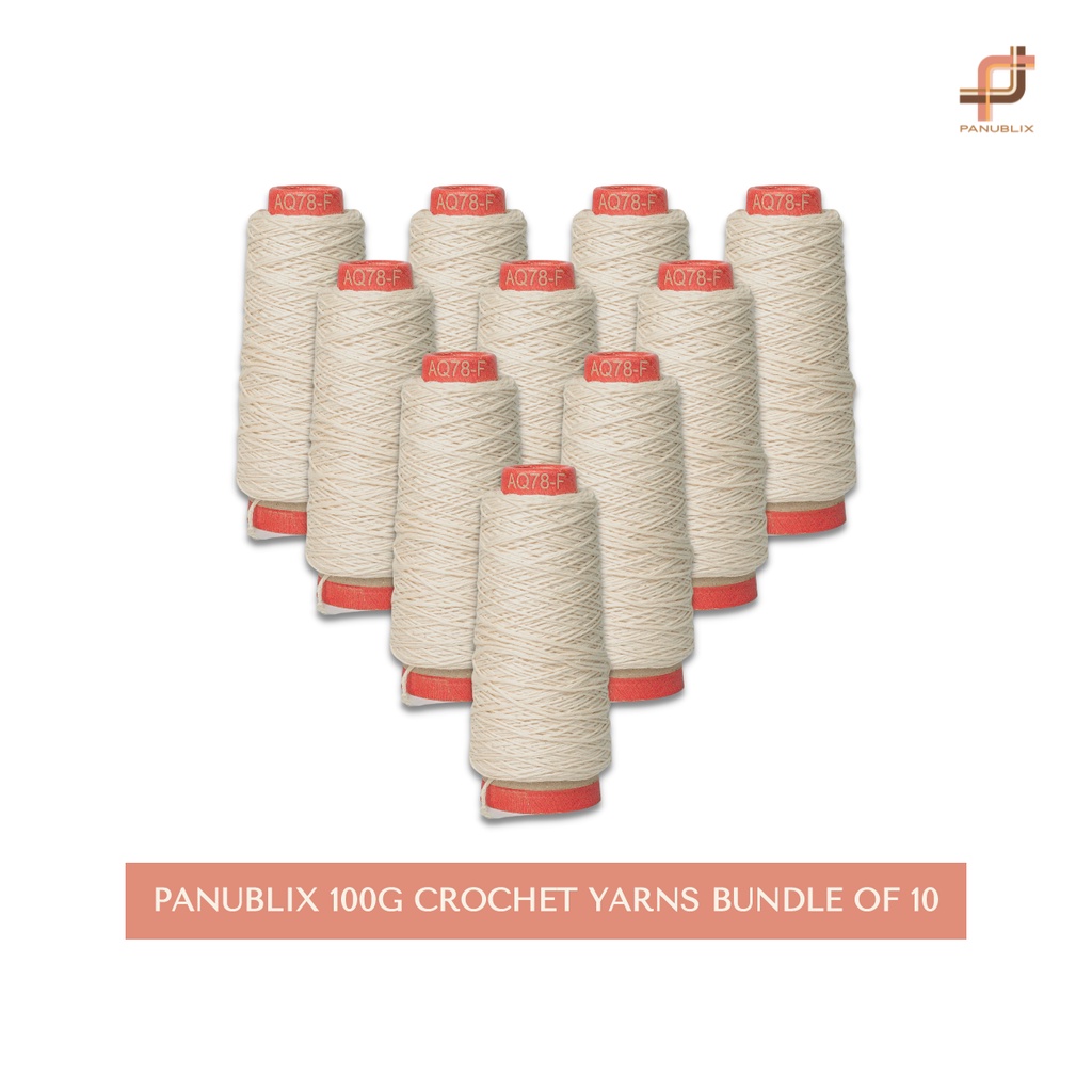 Panublix Bundle of 10 Philippine Undyed Cotton Crochet Yarn 100g